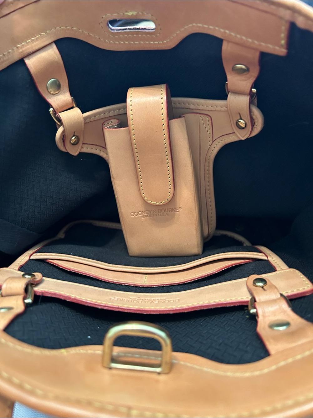 Dooney & Bourke cabriolet black canvas bag with Tan Leather Trim and Gold - Picture 2 of 9